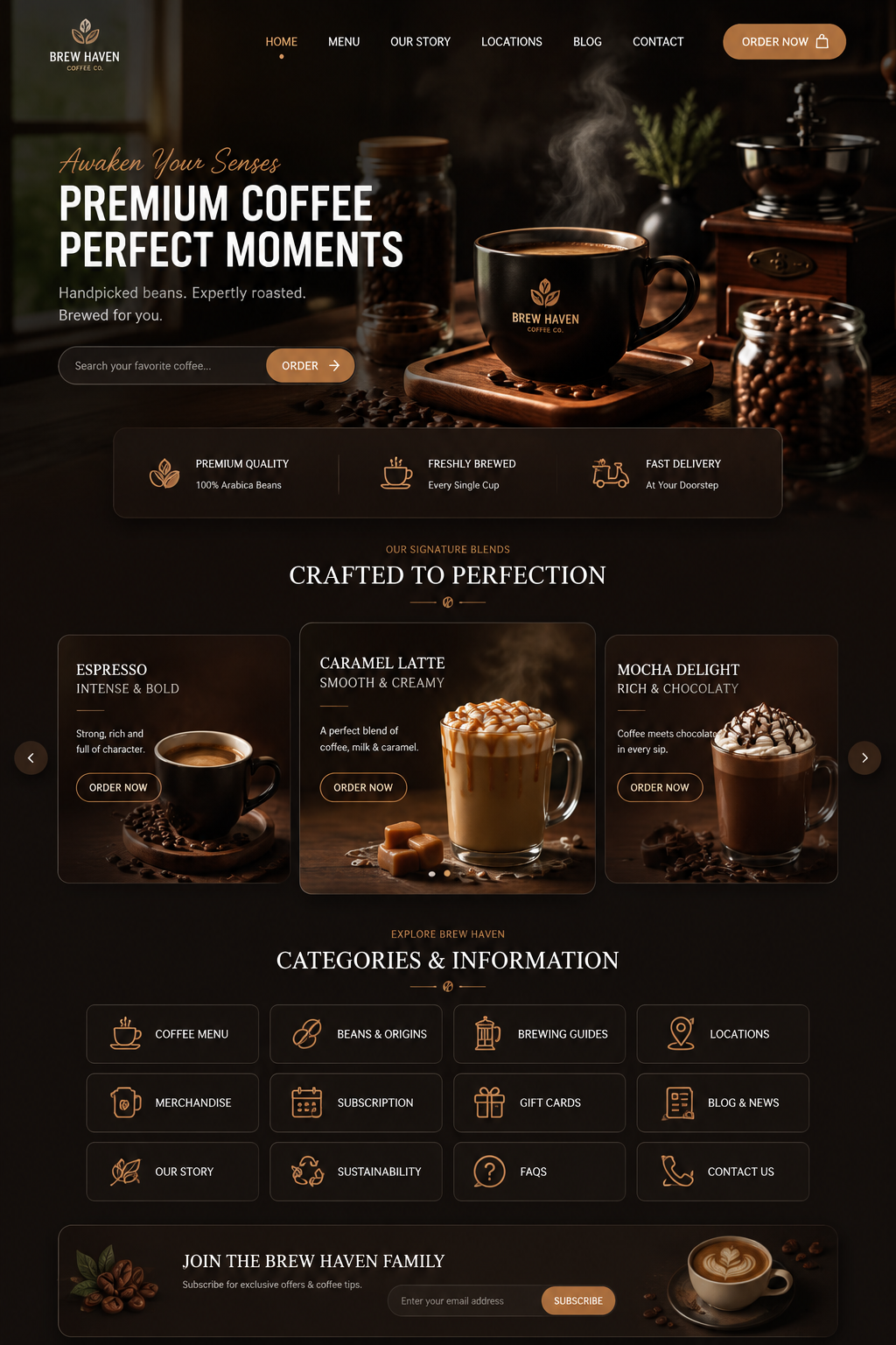 Premium coffee restaurant website