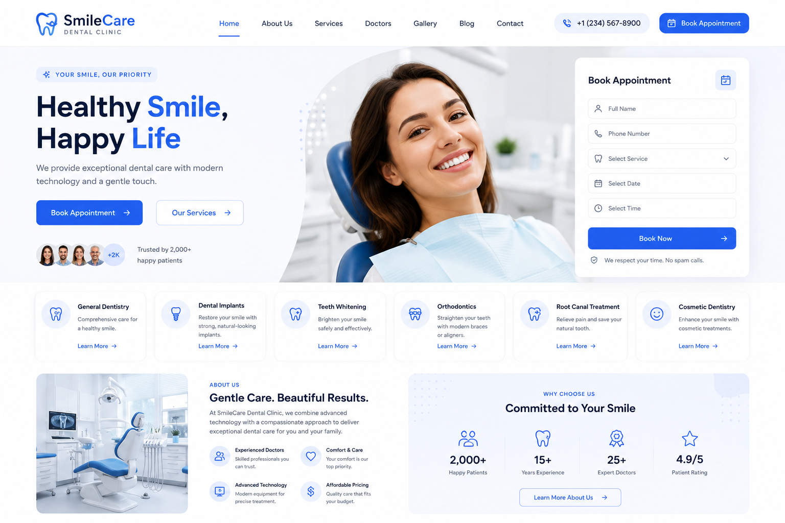 SmileCare healthcare website