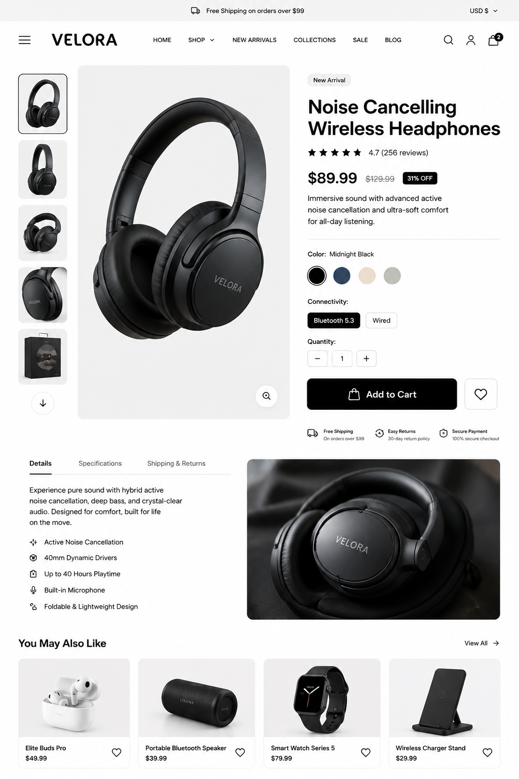 Velora headphones product page